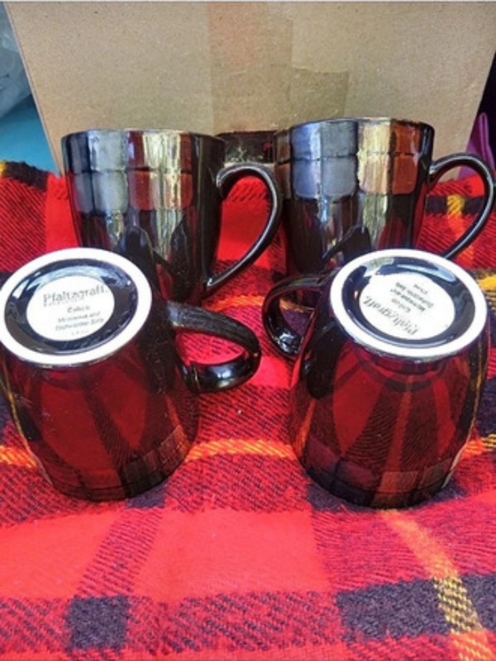 Pfaltzgraff Calico Mug Set 4#Black & Brown